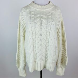A New Day Cable Knit Balloon Sleeve Sweater Small